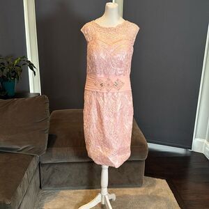 Women’s Pink Tea Length Mother of the Bride Groom Corset Back Dress Size 10 NWOT